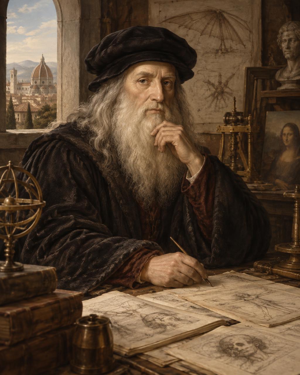 Représentation artistique de Léonard de Vinci